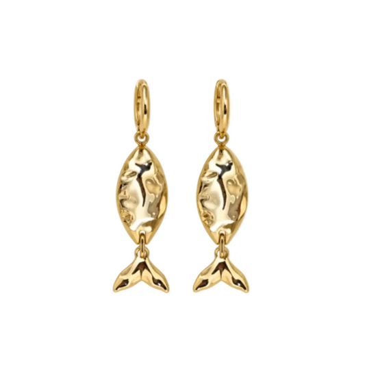 Gold Fish Hoop Earring