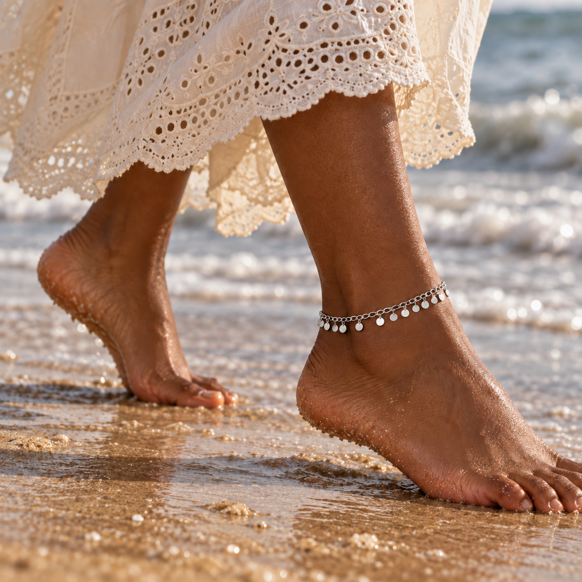Silver Confetti Anklet